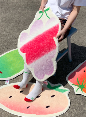 Faint 水果地垫 毛绒地毯 可爱装饰门垫 草莓葡萄青提 可爱地垫