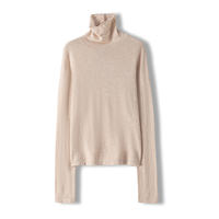 Fine-spun 100 fine wool pile collar knitted base layer, loose, casual, simple and versatile for women, long-sleeved thin sweater trend thumbnail 3