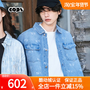 外套3ADRM0151 牛仔衬衫 MLB男女情侣25年新款 满印老花复古时尚