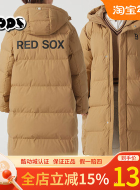 MLB情侣羽绒服男女NY连帽长款运动休闲鸭绒棉羽外套3ADJB1846