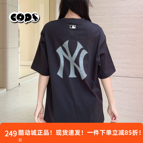 MLB老花短袖男装女装情侣款NY老花半袖大标休闲运动T恤3ATSM0463
