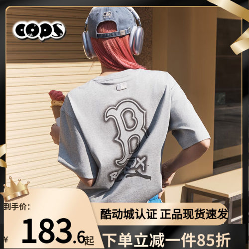 MLB灰色短袖男女情侣25新款大标涂鸦宽松运动休闲T恤3ATSB0353
