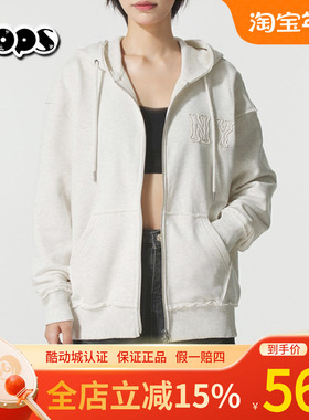 MLB男女2025秋季新款小标纯色情侣连帽运动休闲夹克外套3ATRB0654