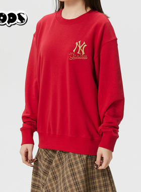 MLB正品男装女装运动卫衣2026新款红色本命年保暖套头衫3AMTQ0261