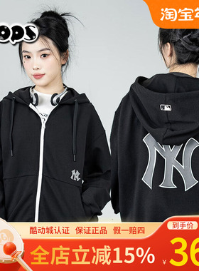 MLB24新款情侣老花印花卫衣连帽开衫休闲卫衣男女同款3ATRB0441