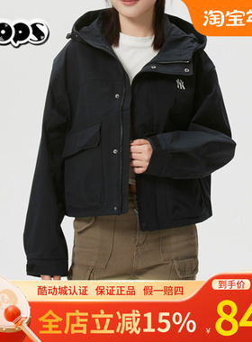 MLB官方NY黑色防风衣女2026春季新款运动服梭织夹克外套3FWJB0161