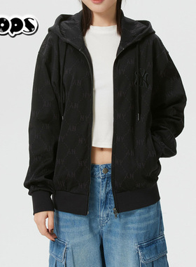 MLB情侣外套26春季新款男女NY复古钻石老花连帽开衫夹克3ATRM0161