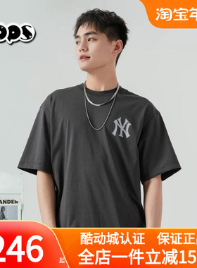 MLB短袖男女情侣25新款灰色复古涂鸦休闲运动短袖T恤3ATSM1053