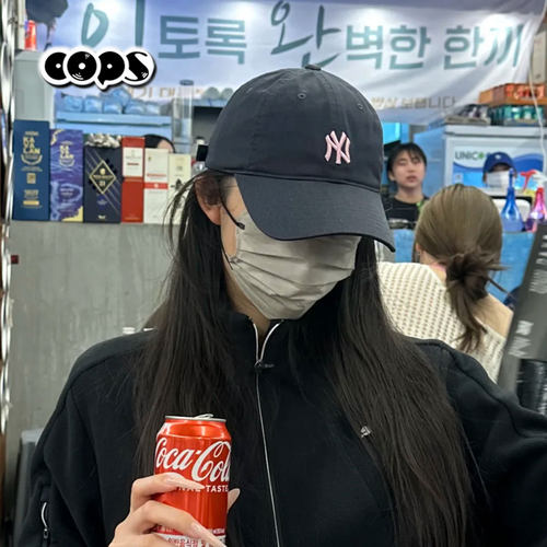 MLB专柜新款帽子CP77炭灰粉标棒球帽小标软顶男女休闲帽3ACP7701N