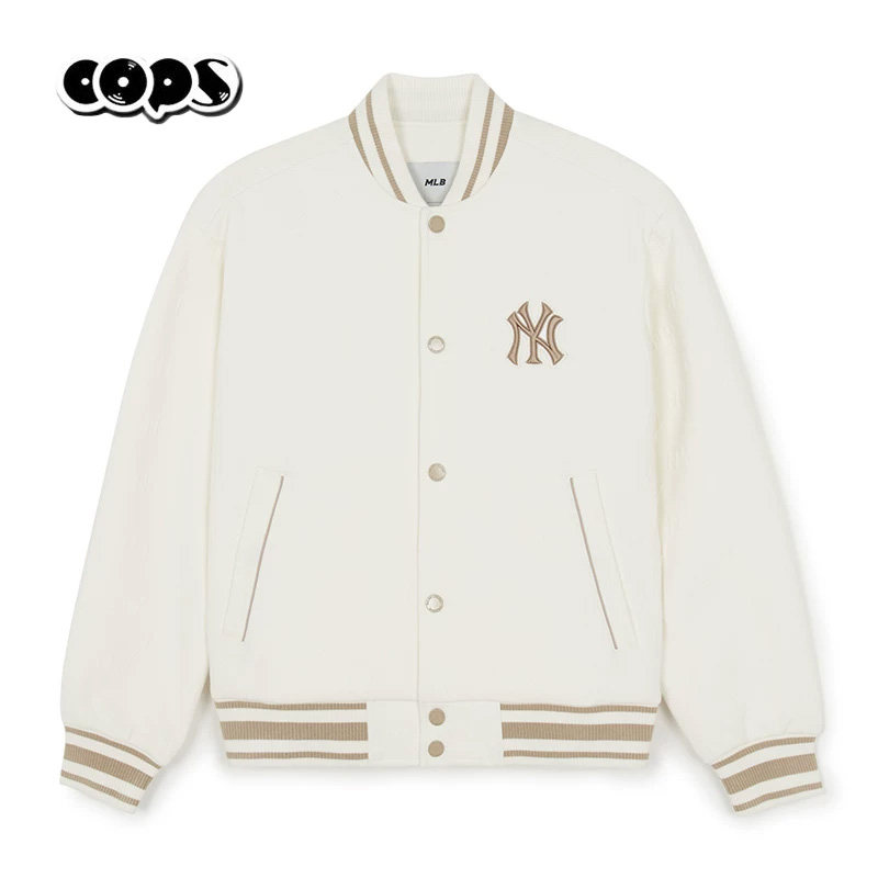 MLB26新款情侣棒球服外套男女NY暗纹老花满标羊羔绒外套3AJPM0261