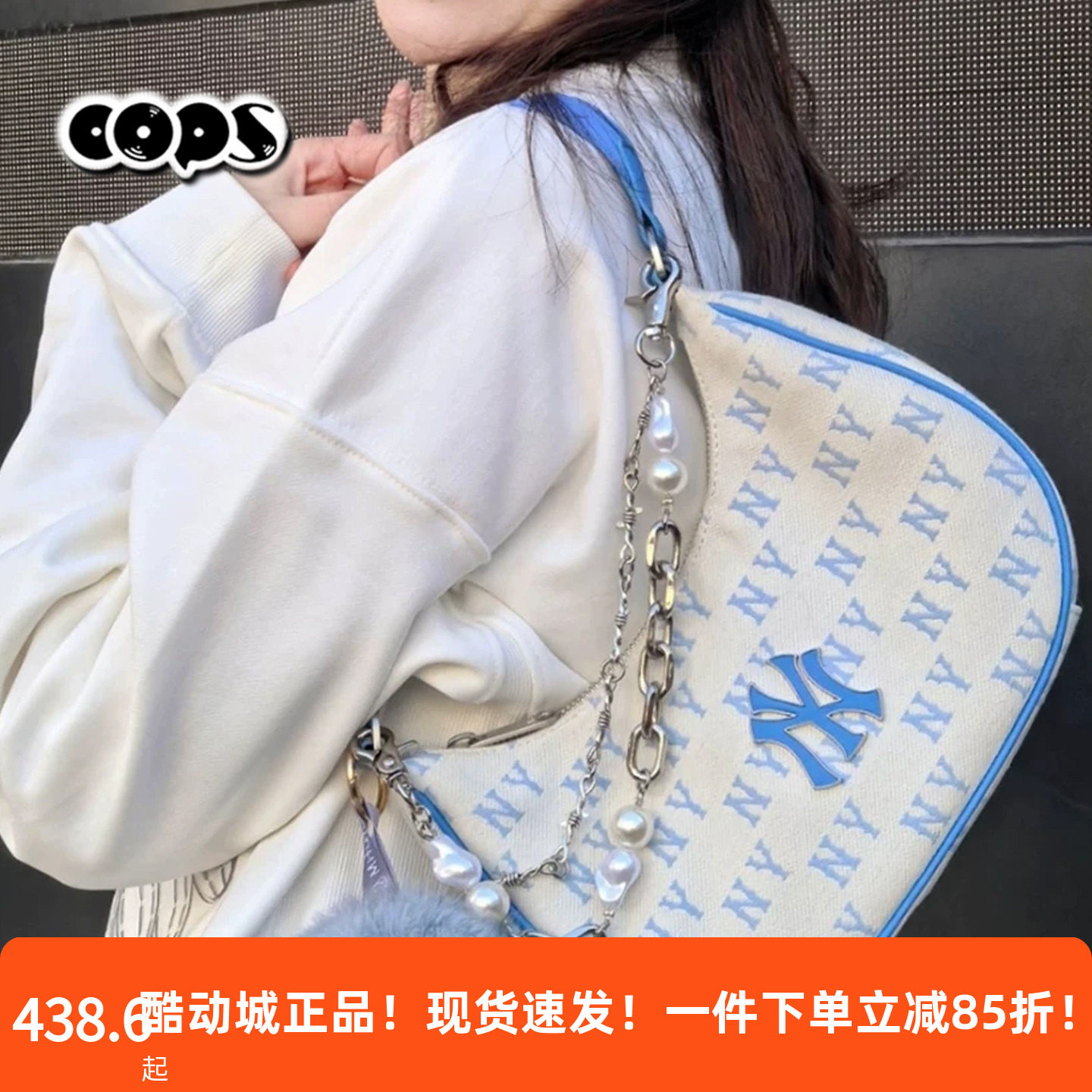 MLB情侣腋下包26新款男包女包复古潮流老花单肩包休闲包3ABQS014N图片