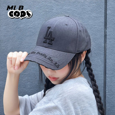 MLB灰色帽子复古棒球帽男女中性鸭舌帽运动帽百搭显脸小3ACPKP02N