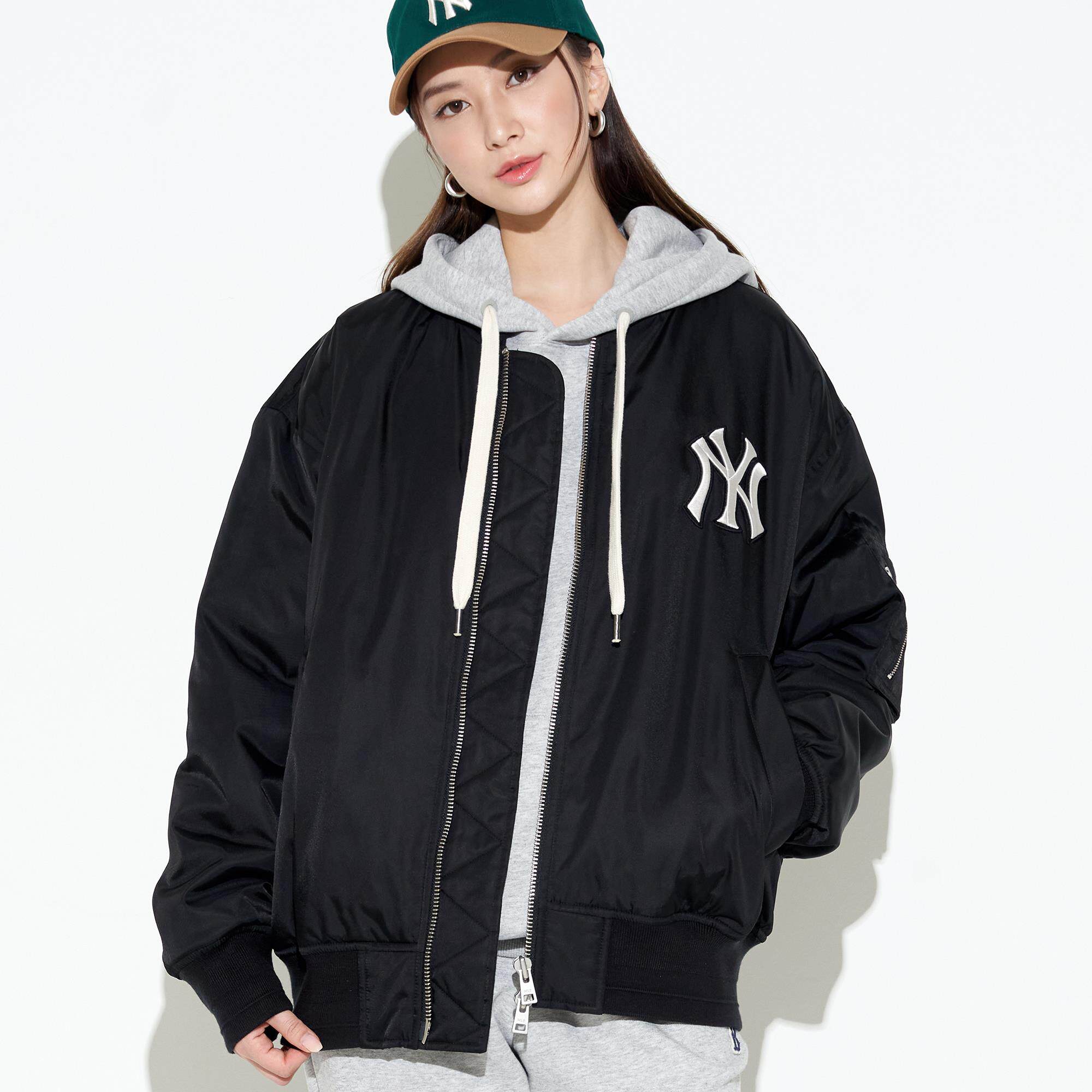 韩国mlb男棒球服2022秋冬款ny标薄款休闲宽松女棉服外套3ajpb0124