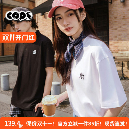 MLB半袖男女装情侣T恤新款NY小标白色休闲圆领宽松短袖3ATSB0263