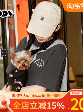 MLB短袖男女情侣25新款NY字母印花灰色圆领休闲运动T恤3ATSB4153