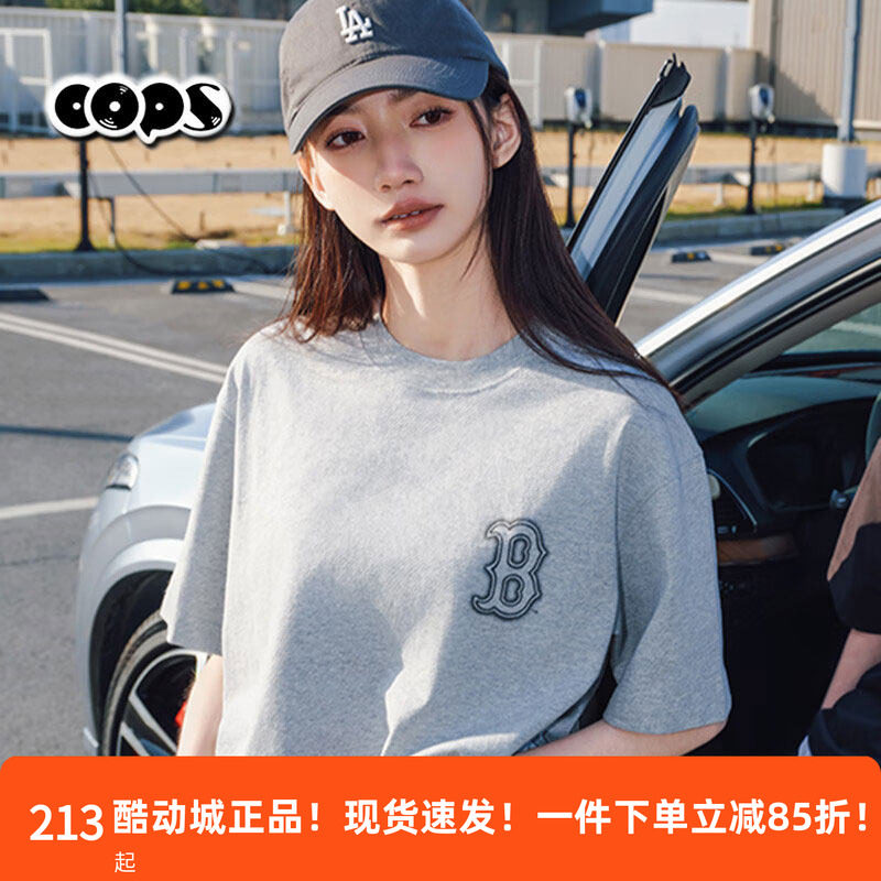 MLB灰色短袖男女情侣25新款大标涂鸦宽松运动休闲T恤3ATSB0353图片