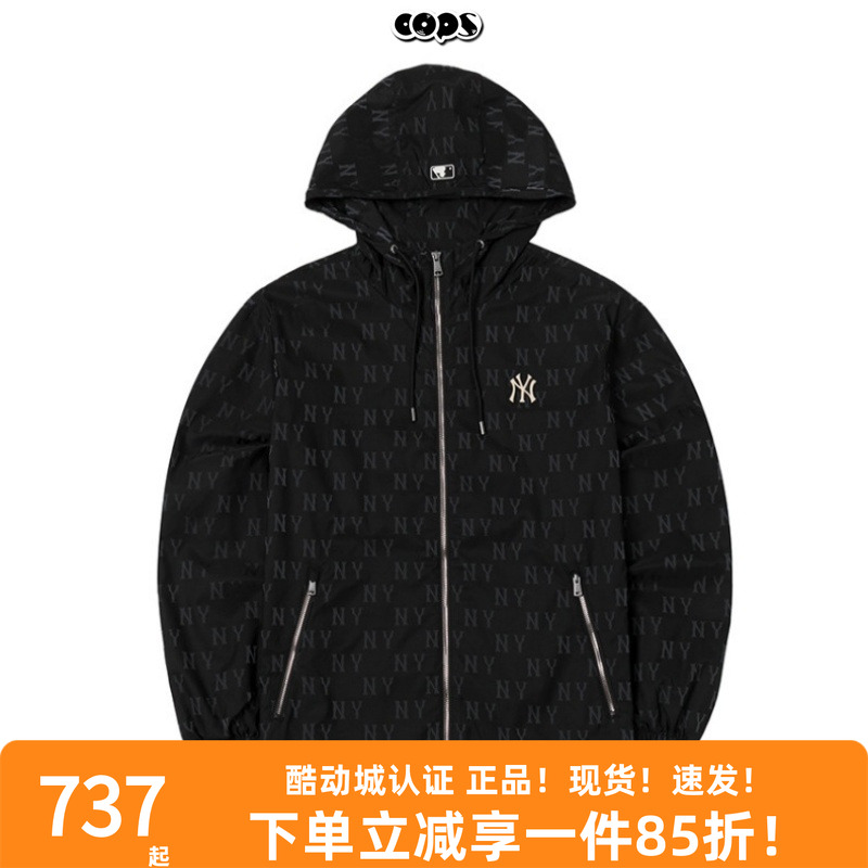 MLB冲锋衣复古老花连帽运动夹克