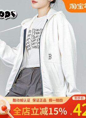 MLB卫衣新款情侣印花连帽开衫休闲卫衣夹克男女同款3ATRB0441