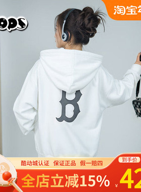 MLB卫衣新款情侣印花连帽开衫休闲卫衣夹克男女同款3ATRB0441