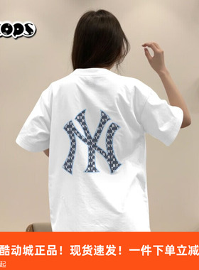 MLB老花短袖正品男女装夏季款后背大标休闲情侣半袖T恤3ATSM0663