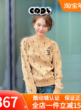 MLB男女圆领卫衣2023秋季虞书欣同款老花满标长袖套头衫3AMTM0134