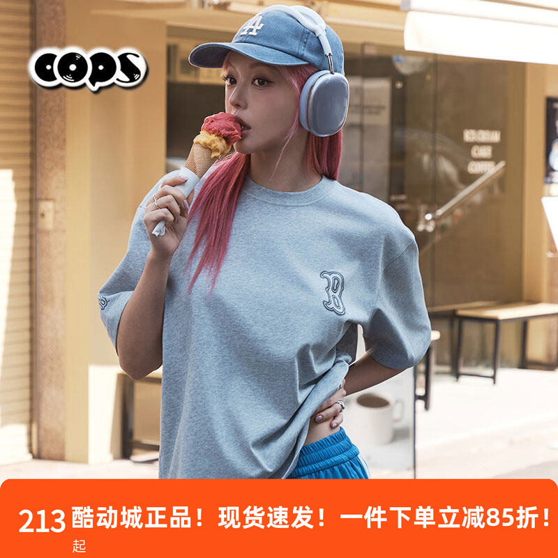 MLB灰色短袖男女情侣25新款大标涂鸦宽松运动休闲T恤3ATSB0353图片