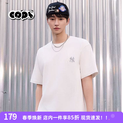 MLB白色短袖男装女装夏季新款运动半袖休闲上衣圆领T恤3ATSB0163