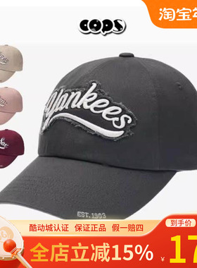 MLB情侣棒球帽男女复古刺绣大logo运动遮阳鸭舌帽3ACPV015N/CPV01