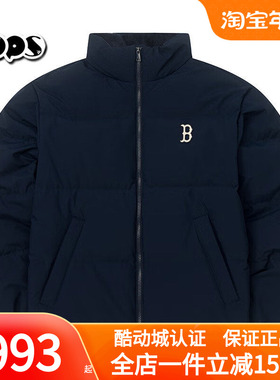 MLB男女款立领短款羽绒服休闲防水外套25冬季蓝色面包服3ADJB2056