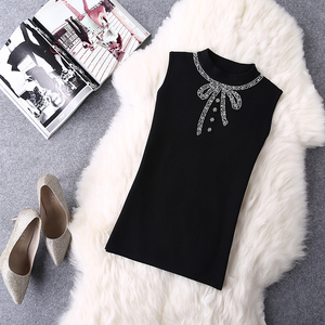 2020春秋女装重手工钉珠立领无袖背心针织衫小香风冬季打底衫上衣