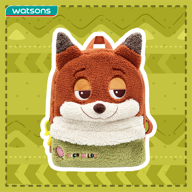 屈臣氏迪士尼疯狂动物城大容量毛绒双肩背包尼克朱迪拉链便携收纳