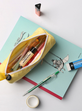 ins日系三明治网布笔袋初高中女孩可爱简约容量大可爱文具铅笔袋