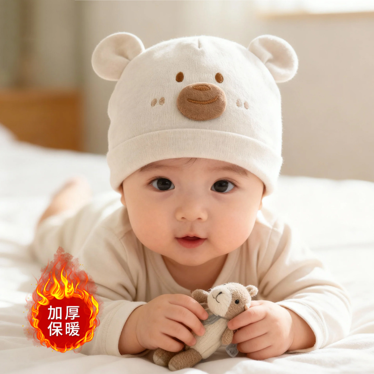 婴幼儿帽子秋冬季加厚胎帽纯棉套头帽新生儿男女宝宝保暖护囟门帽