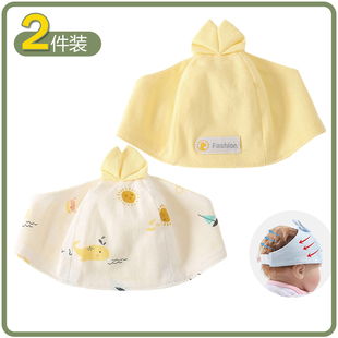 新生婴儿儿遮脑门帽子夏季纯棉薄初生宝宝护囟门0-3空顶气门胎帽1
