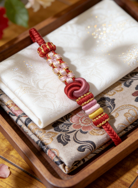 新年红绳桃花酒窝结转运手链