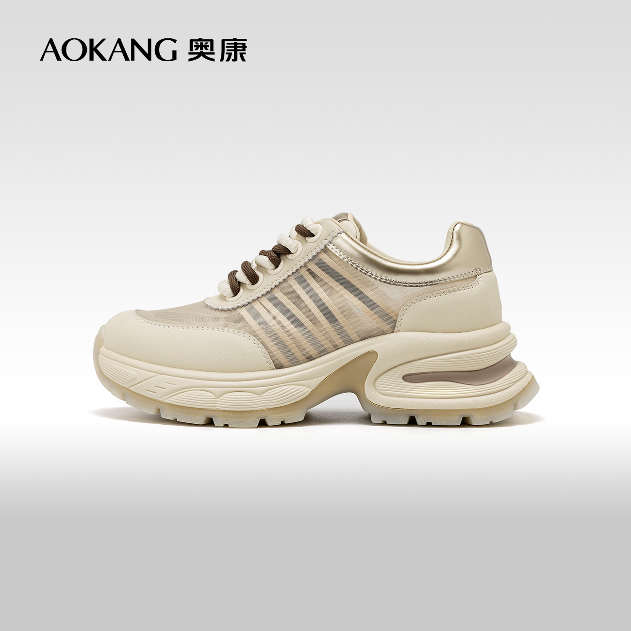 奥康系带厚底老爹鞋女