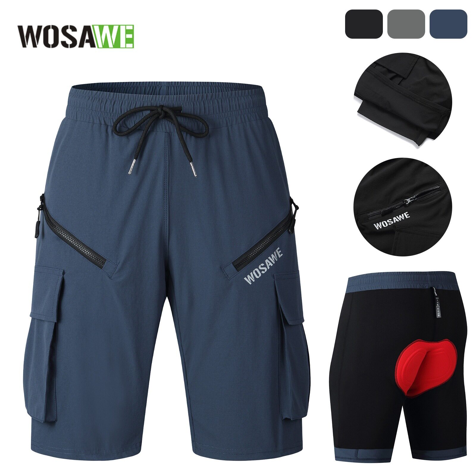 骑行服 夏季速降山地骑行短裤内裤减震一休坐垫裤速干透气五分裤