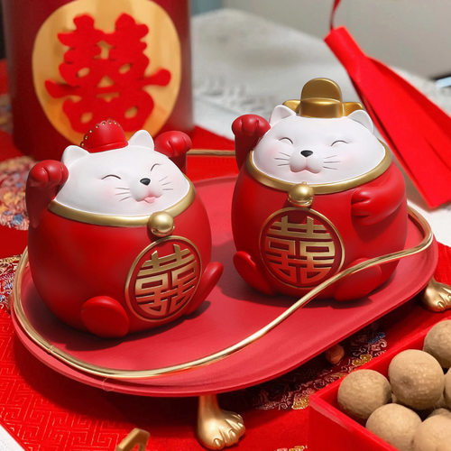 喜庆招财猫摆件家居客厅装饰