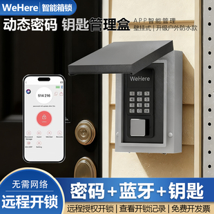 WeHere智能户外壁挂钥匙防水盒蓝牙远程动态密码异地开锁管理神器