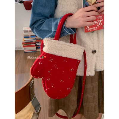 冬季时尚手提包女士包包2025新款毛绒包个性手提包简约斜挎包