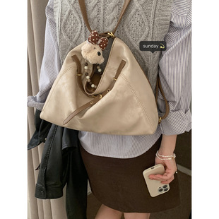 韩版 撞色托特包多功能单肩双肩两用包 休闲大容量腋下包女2025新款