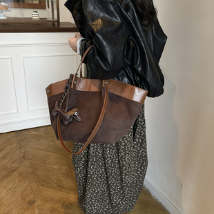 小众感手提包包女2025新款 大容量翅膀包麂皮绒单肩菜篮子包