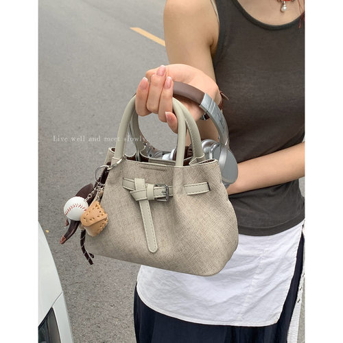 跨境小众质感手提包小拎包女2026新款简约小托特包百搭单肩斜挎包