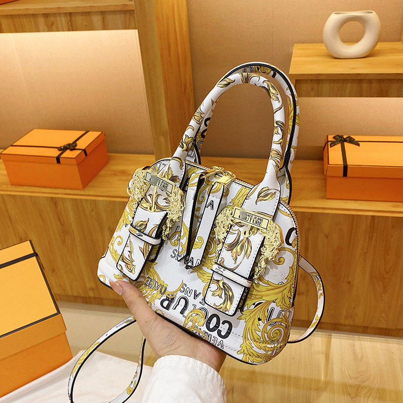 包包女士轻奢新款潮印花优雅复古印花手提包单肩斜挎包半圆马鞍包