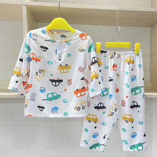 裁缝店定做60支棉绸套装童装儿童家居服男童女童睡衣家居服空调服