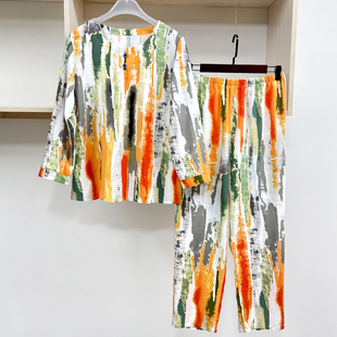 选料定制睡衣女春夏佰汇福棉绸套装长袖长裤女士家居服夏天空调服
