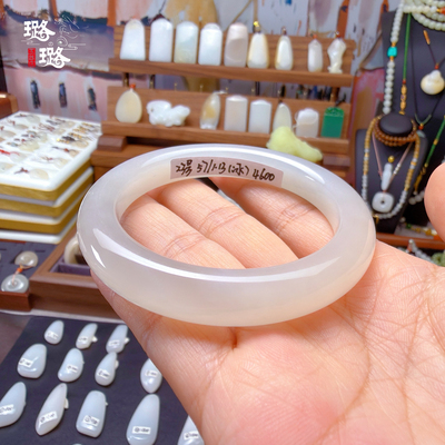 4.7福利品2号【璐璐的玉器店】和田玉烟墨藕粉镯平安扣耳环