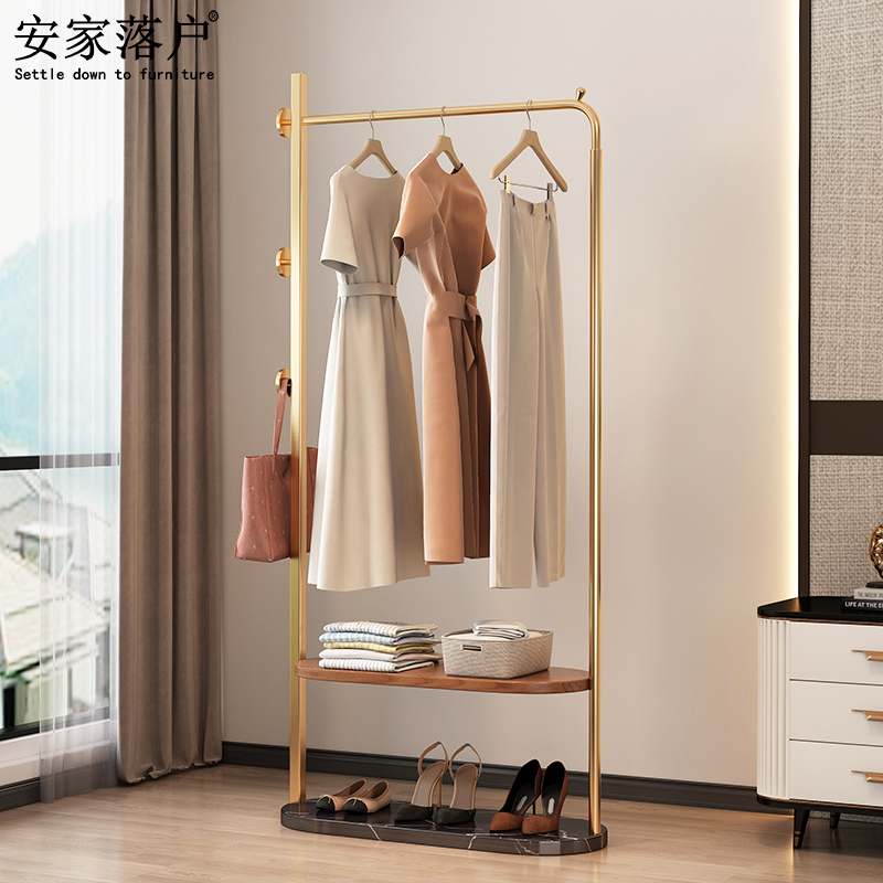 高端不锈钢衣帽架卧室落地挂衣架家用现代轻奢酒店民宿收纳衣服架