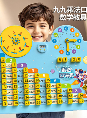 九九乘法口诀表99加减乘除法教具背诵神器口算数学练习游戏记忆板