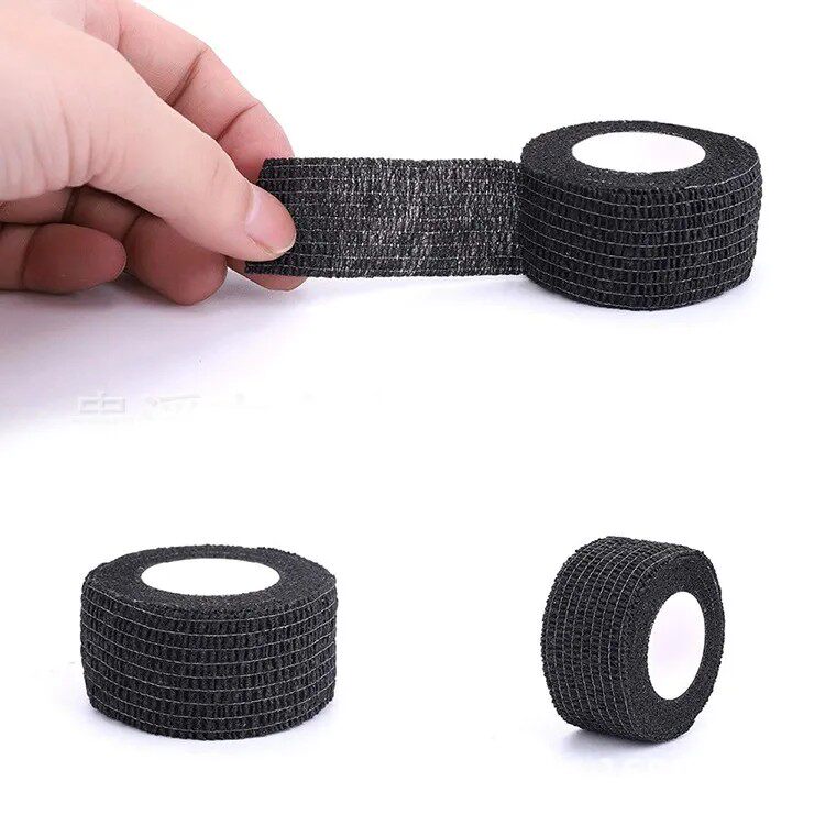 黑色弹性运动自粘纹身绷带手柄套纹身器材美甲加压弹力刺青绷带